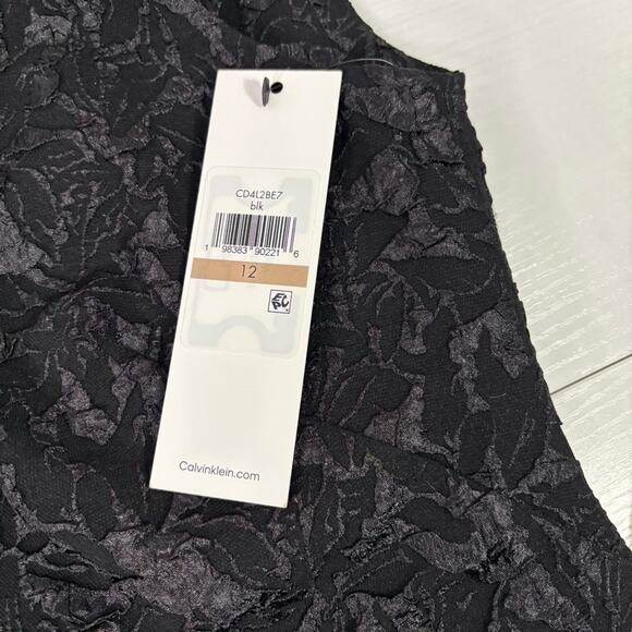 NWT Calvin Klein Textured Black Midi Dress Size 12 QQ0840 - Picture 6 of 10